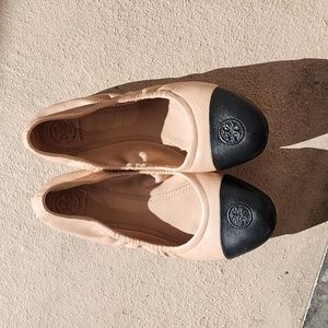Tory Burch Leather Cap Toe Ballet Flats